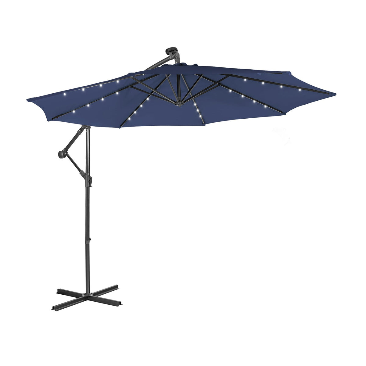 10 Feet Patio Solar Powered Cantilever Umbrella with Tilting System