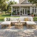 Beige Rattan Patio Sectional Set