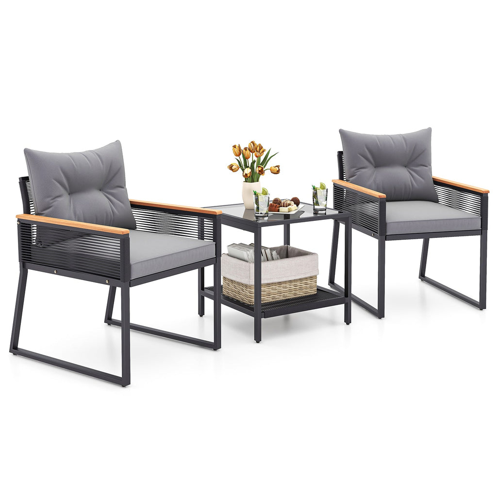 Gray Wicker Patio Set