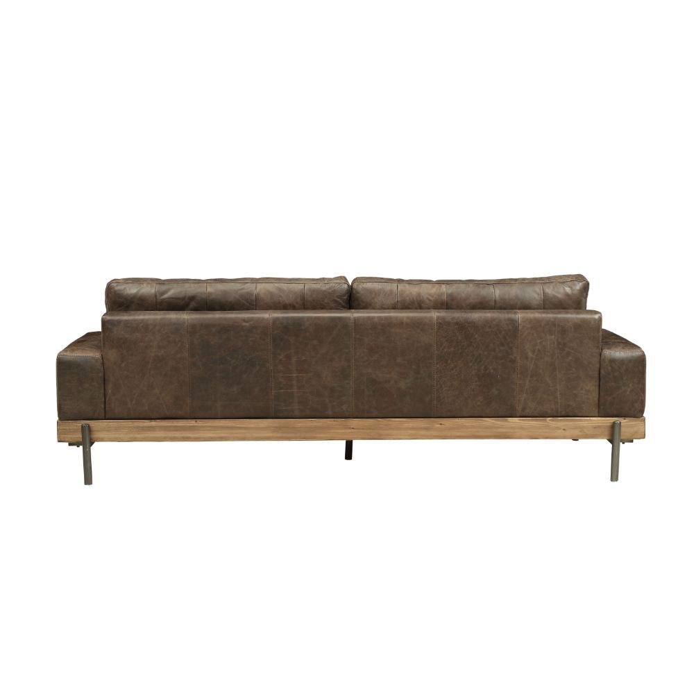 Silchester Sofa - Distressed Chocolate Top Grain Leather & Oak