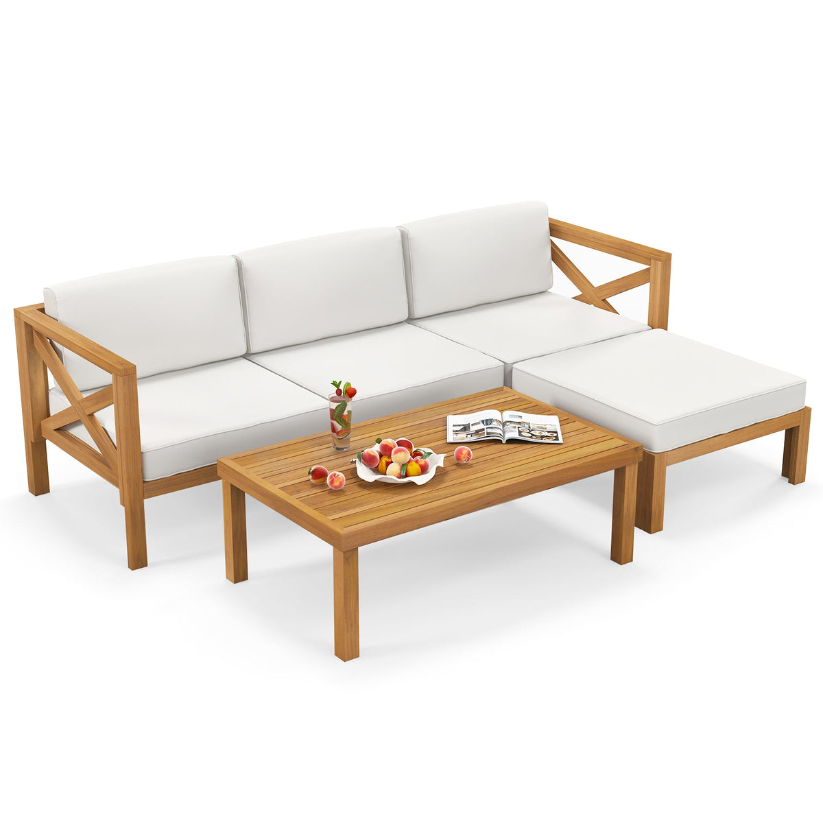 Acacia Wood Outdoor Conversation Set