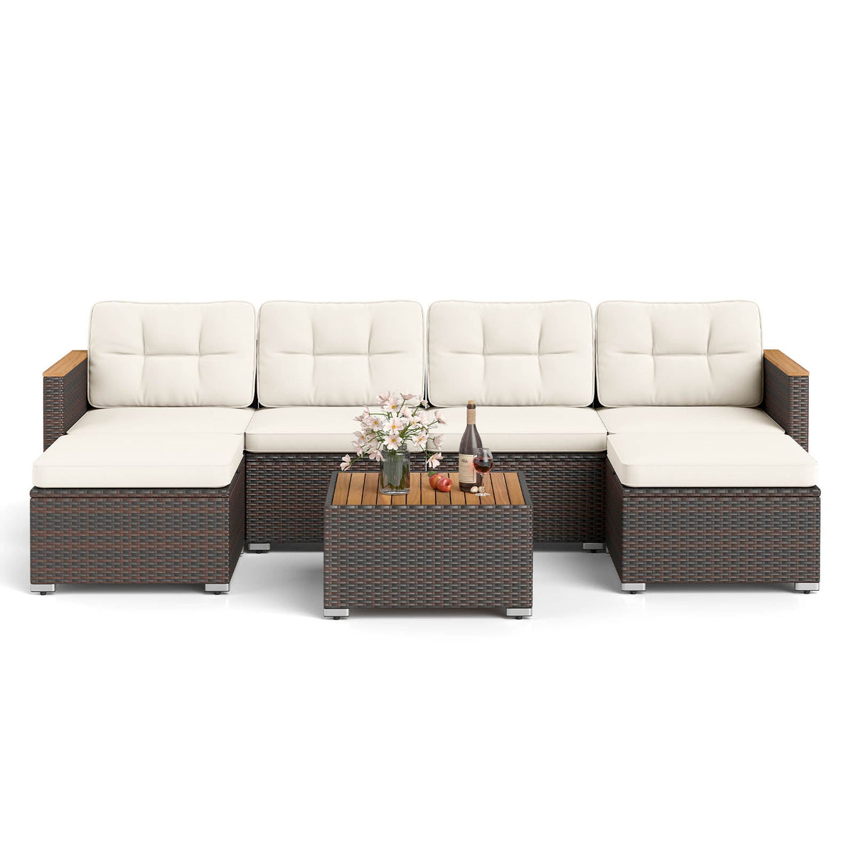 White Wicker Patio Conversation Set