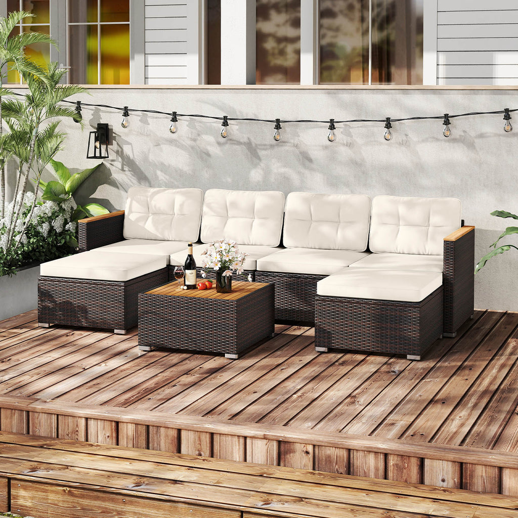 White Wicker Patio Conversation Set
