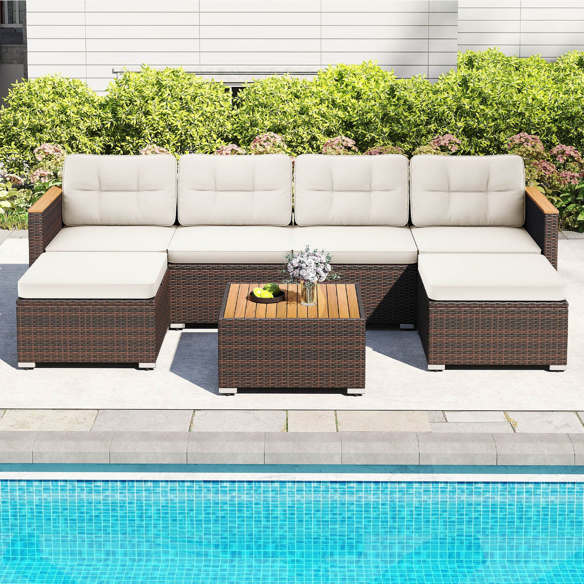 White Wicker Patio Conversation Set