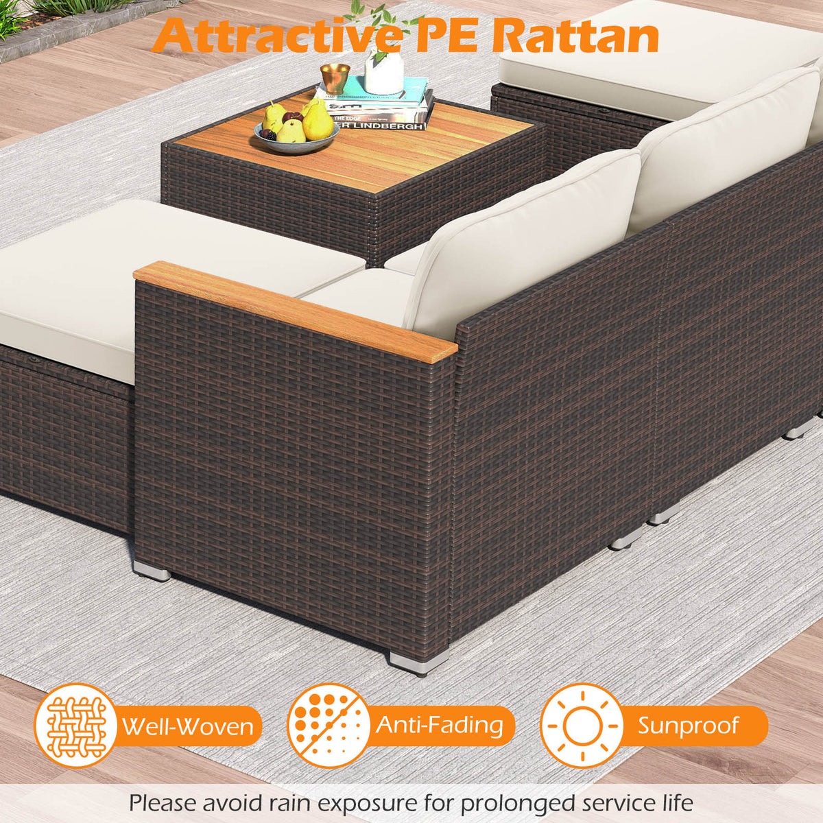 White Wicker Patio Conversation Set