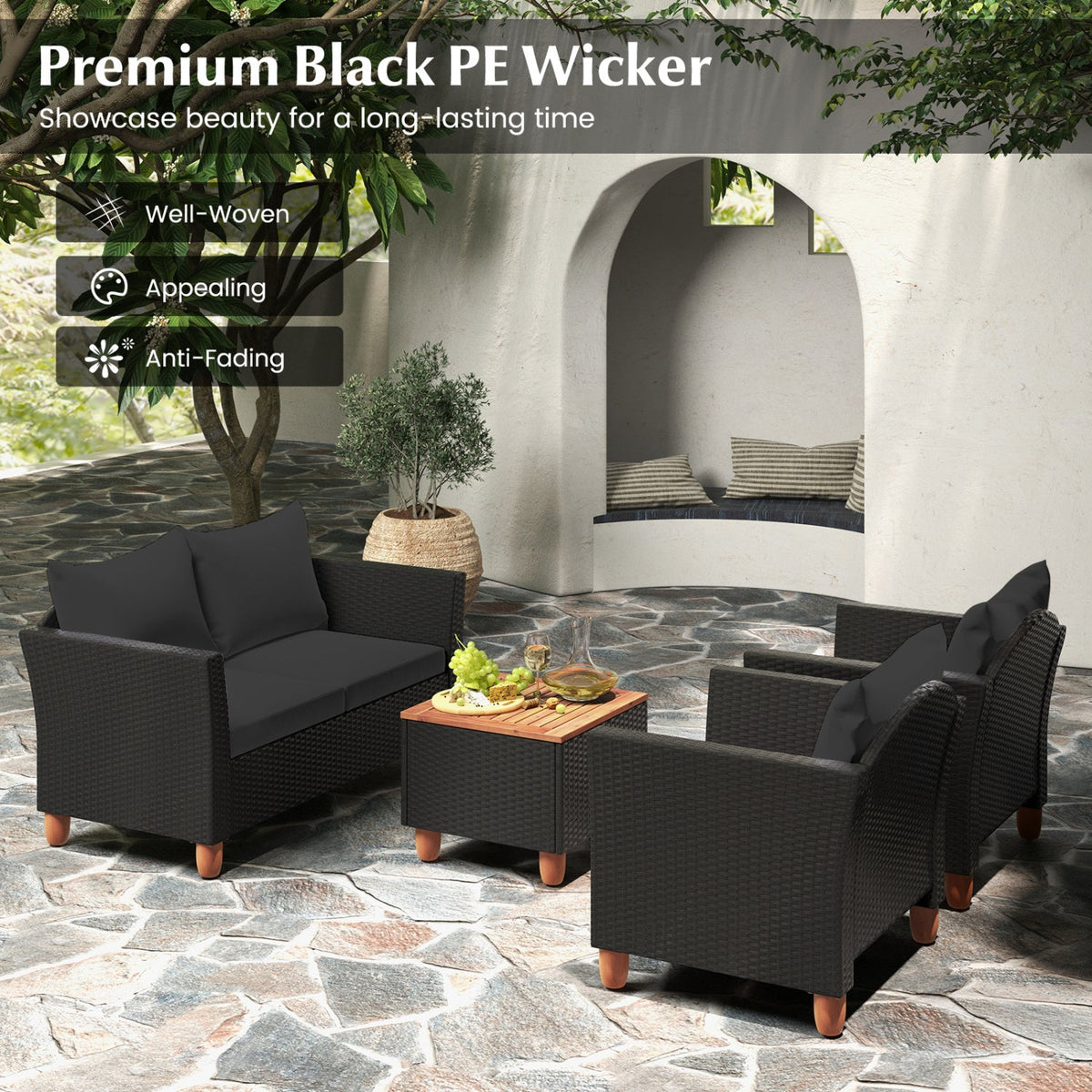 Outdoor Wicker Conversation Set