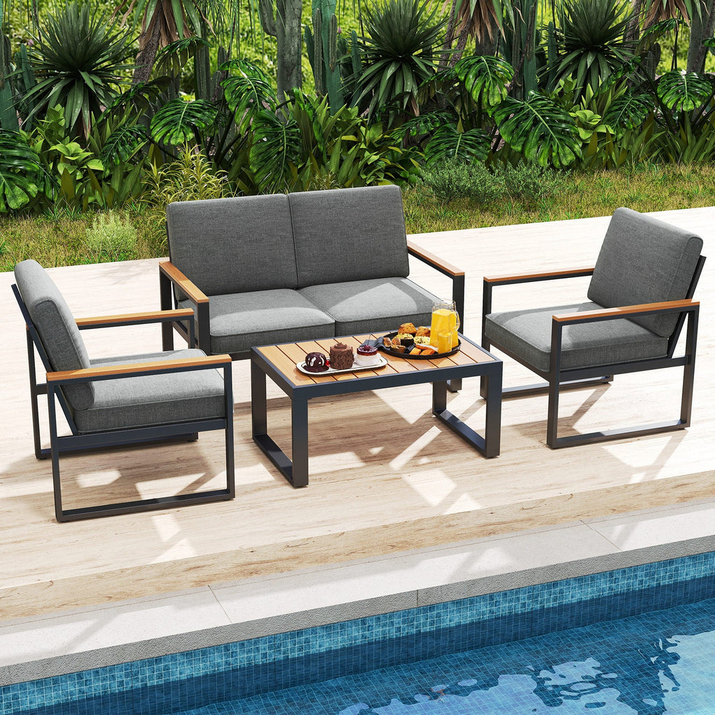 Gray Aluminum Patio Conversation Set