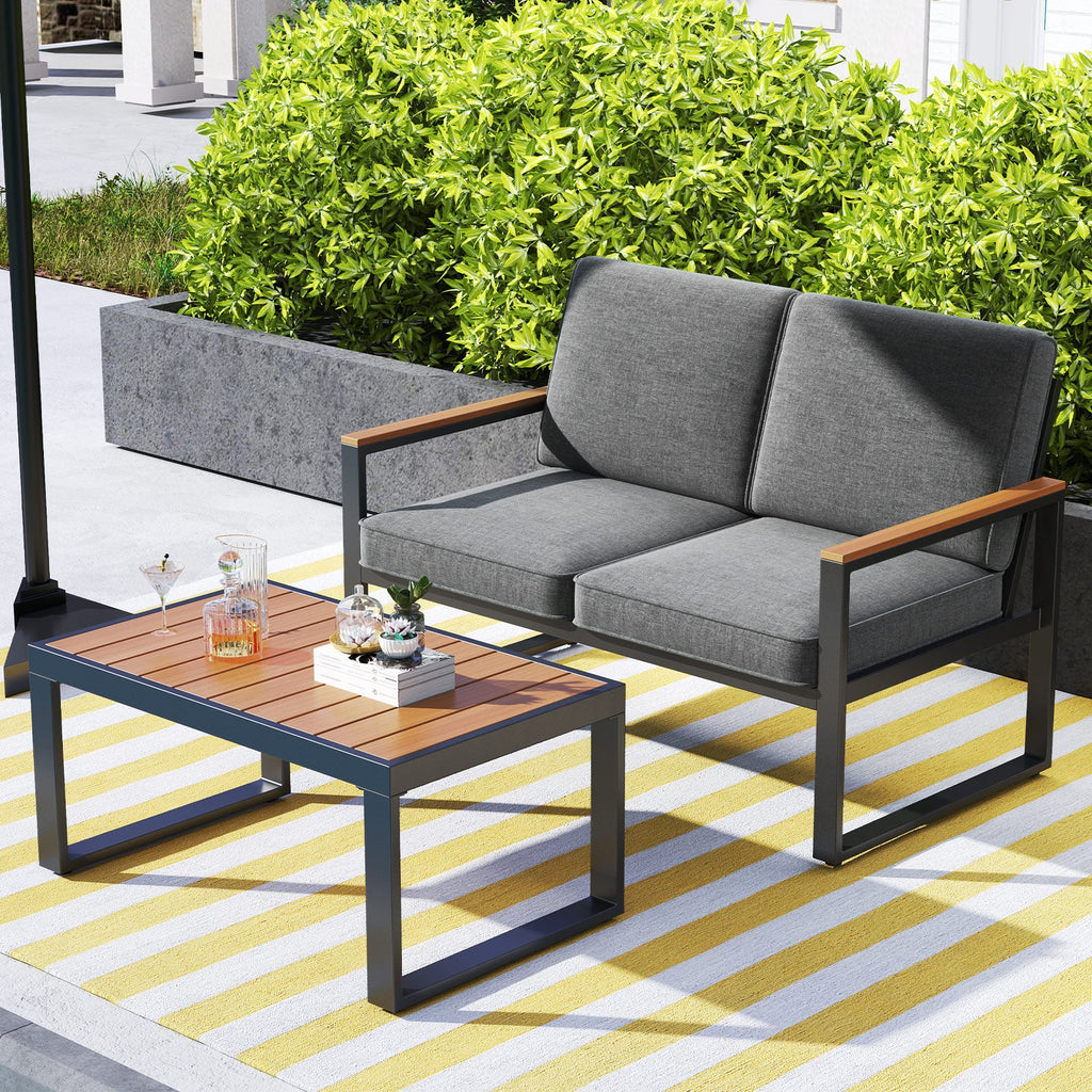 Gray Aluminum Patio Conversation Set