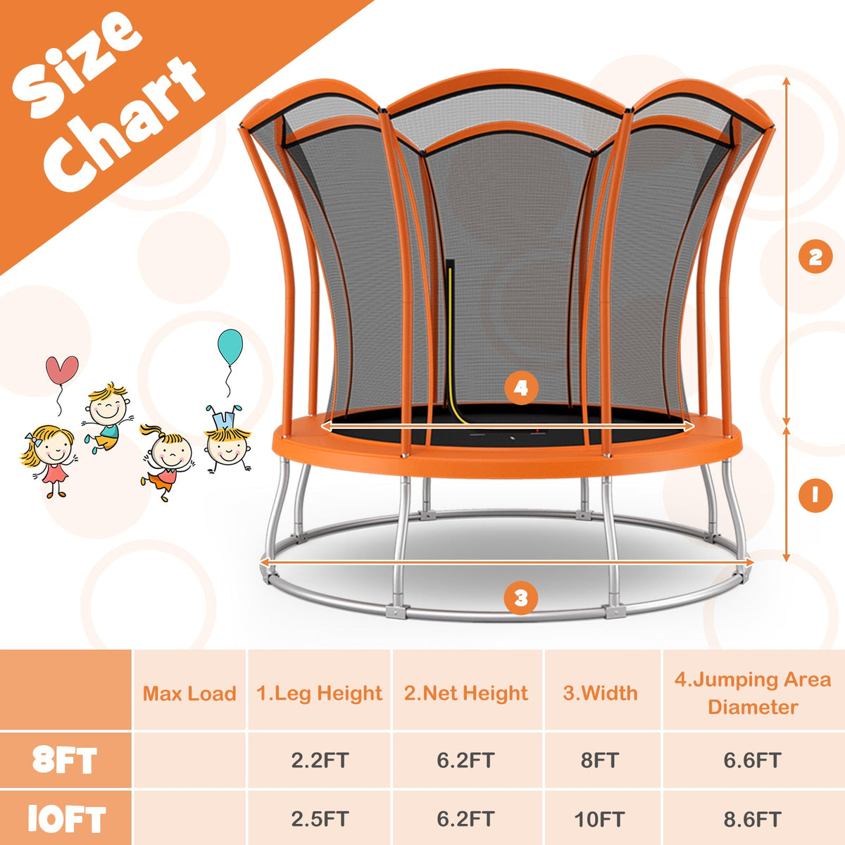 10 Feet Unique Flower Shape Trampoline with Galvanized Steel Frame