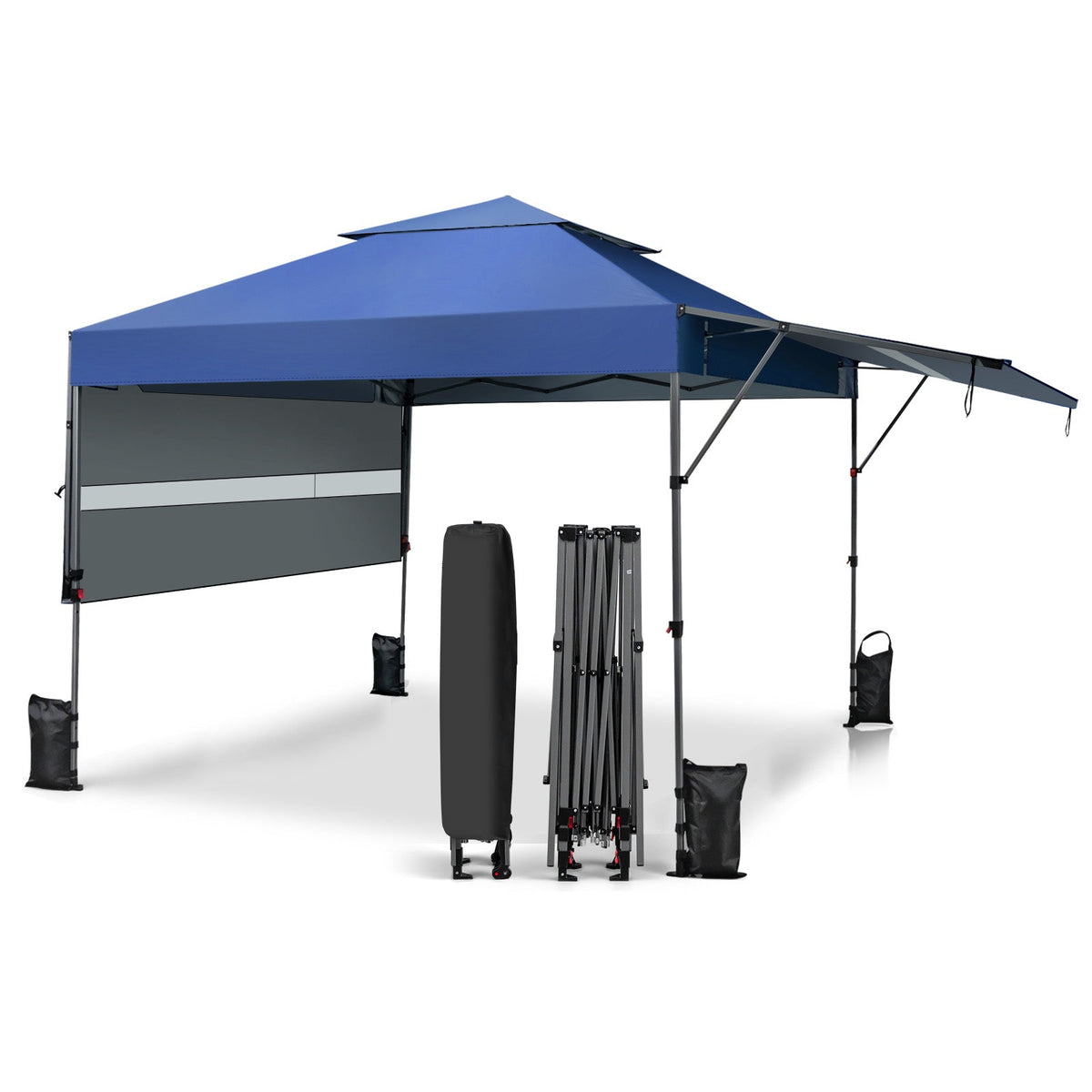 10 x 17.6 Feet Outdoor Instant Pop-up Canopy Tent with Dual Half Awnings