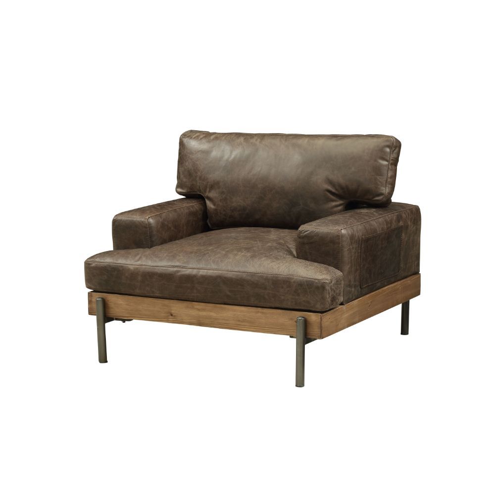 Silchester Chair - Distressed Chocolate Top Grain Leather & Oak