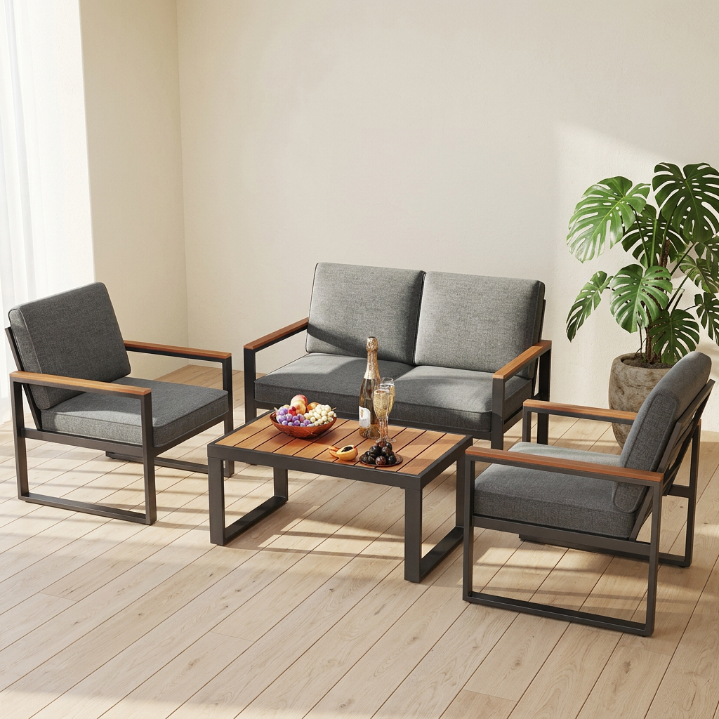 Gray Aluminum Patio Conversation Set