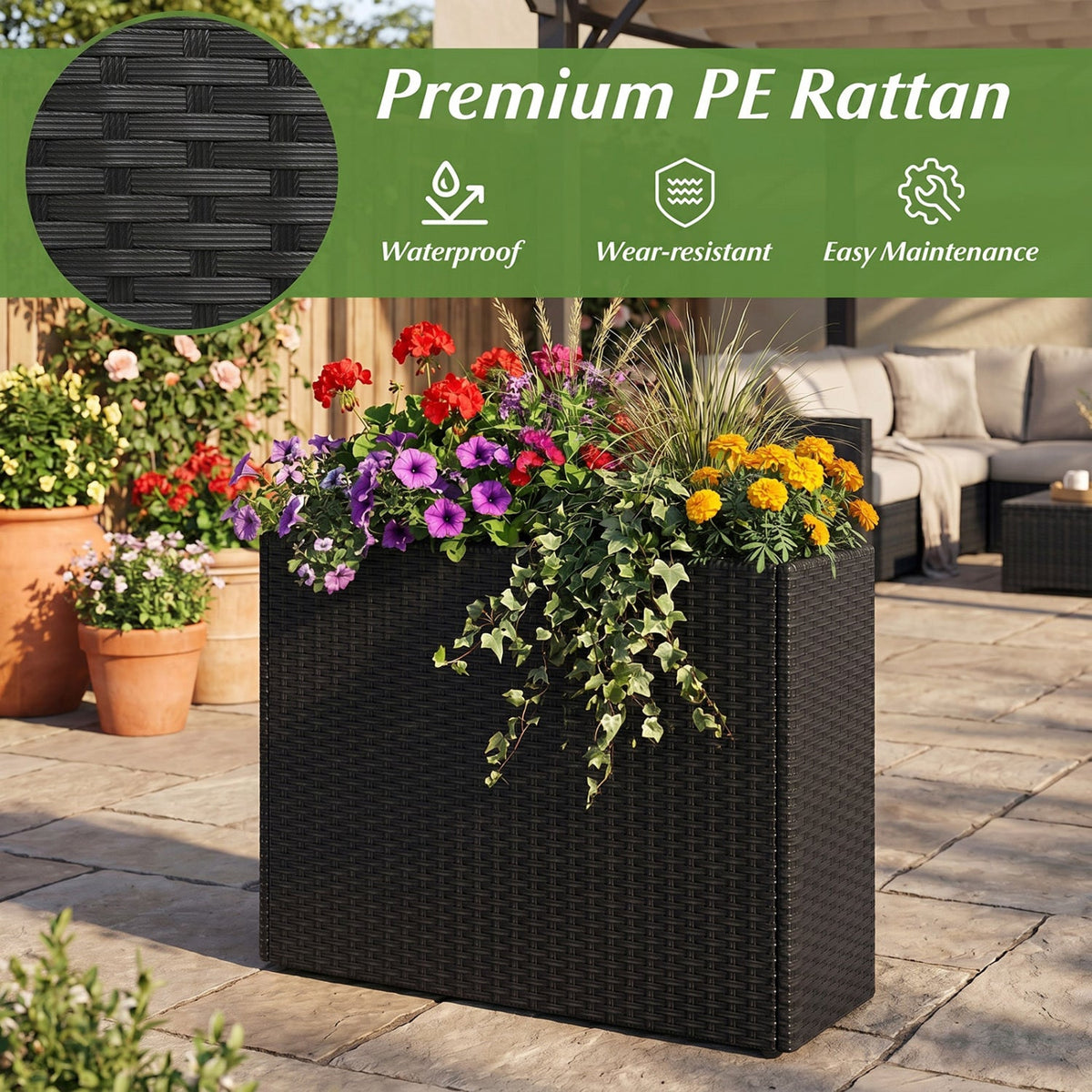 Rattan Raised Garden Bed
