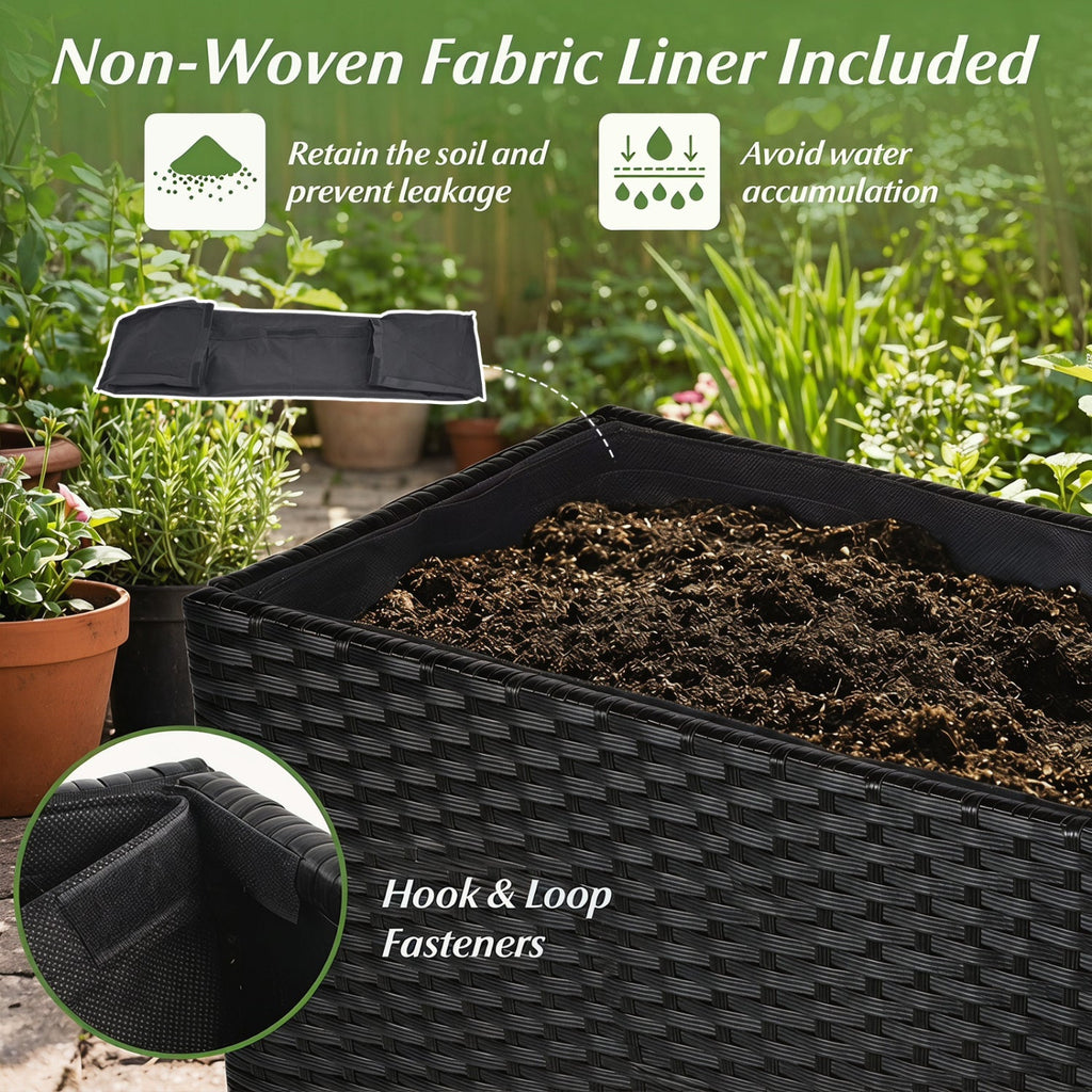 Rattan Raised Garden Bed Set