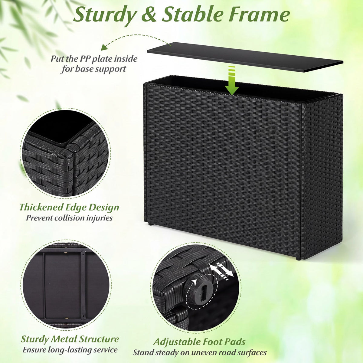 Rattan Raised Garden Bed Set