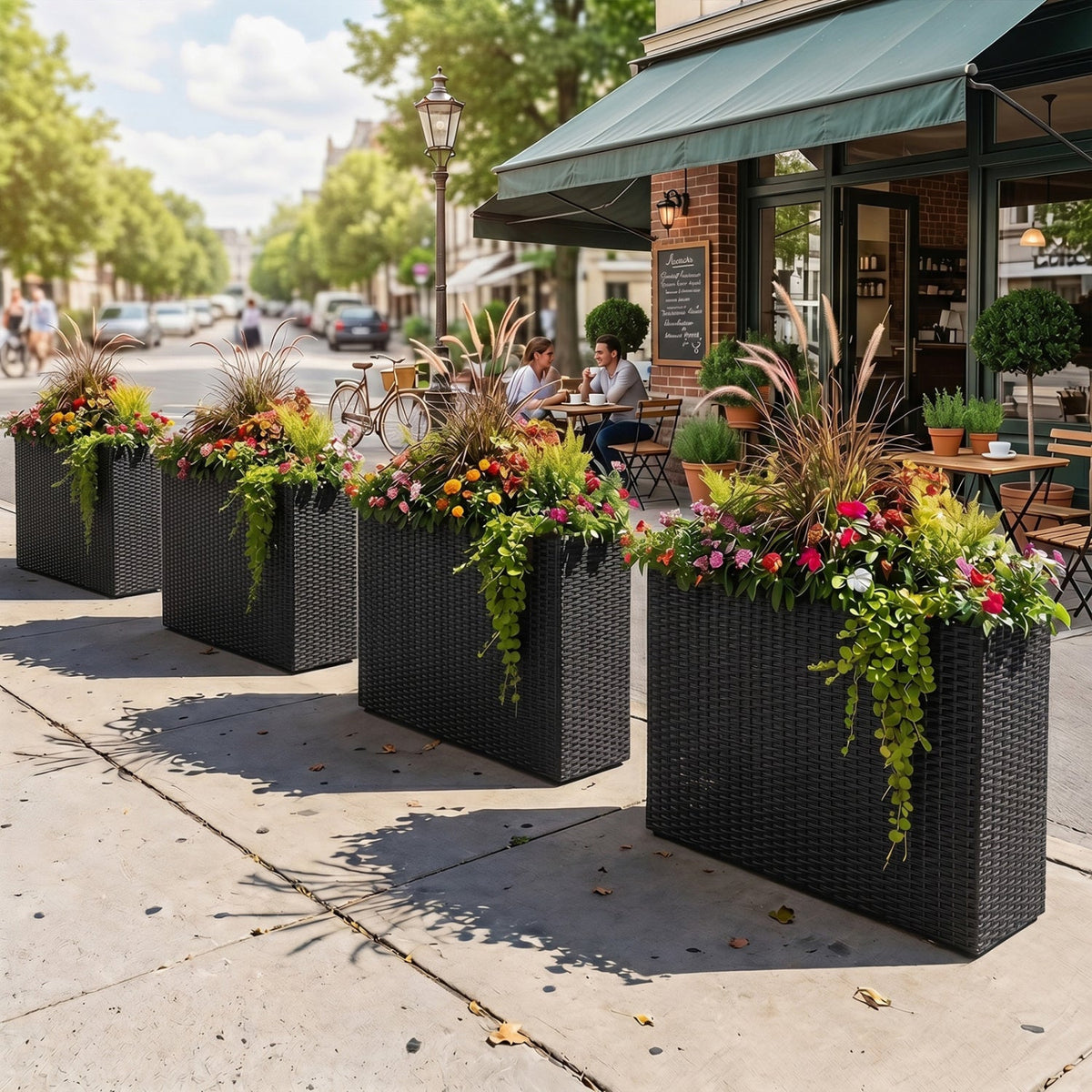 Rattan Raised Garden Bed Set