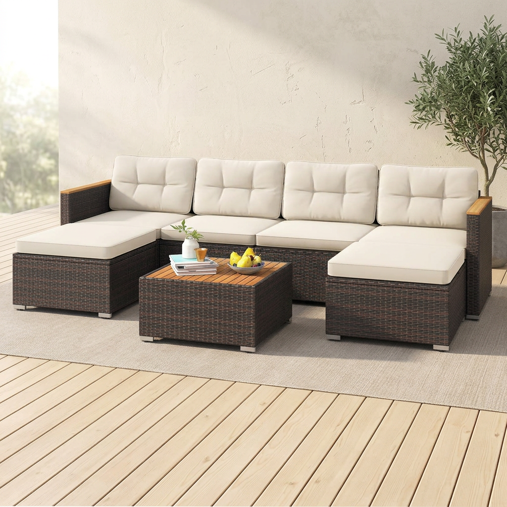 White Wicker Patio Conversation Set